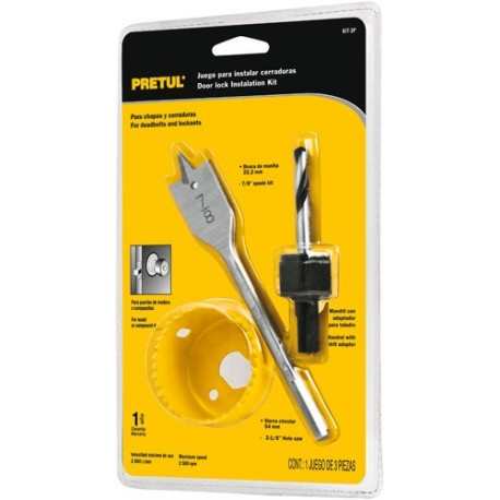 JUEGO PARA INSTALAR CERRADURAS 3PZ PRETUL 23549