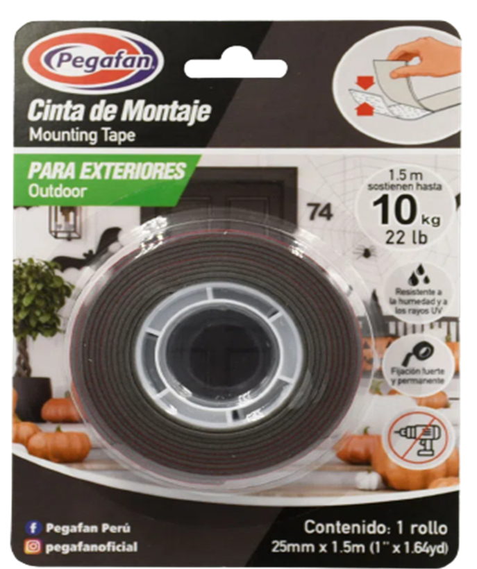 CINTA MONTAJE PARA EXTERIORES 25MMX1.5M PEGAFAN DP13 017029889