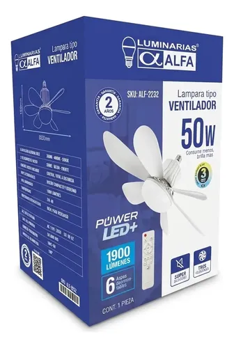 FOCO LAMPARA CON VENTILADOR BLANCA 50W ALFA ALF2232