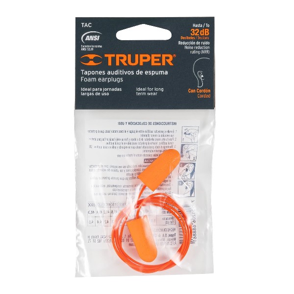 TAPON AUDITIVO DE ESPUMA CON CORDON TRUPER 14223