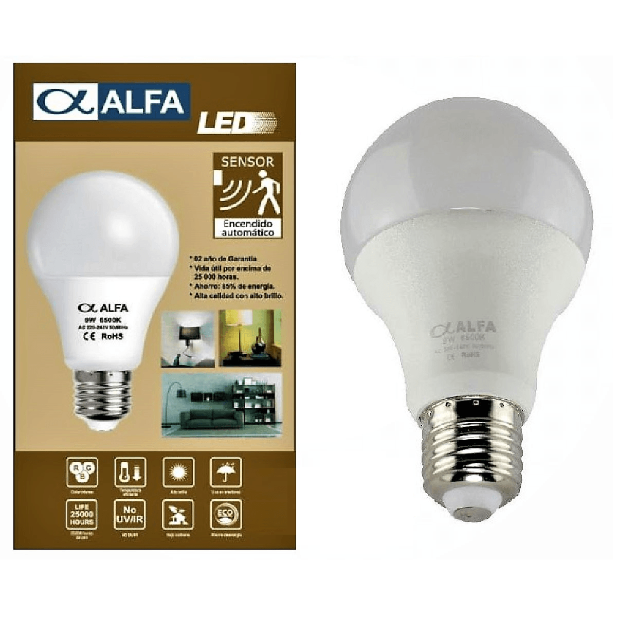 FOCO LED CON SENSOR 12W ALFA 7000K ALF1065 001363
