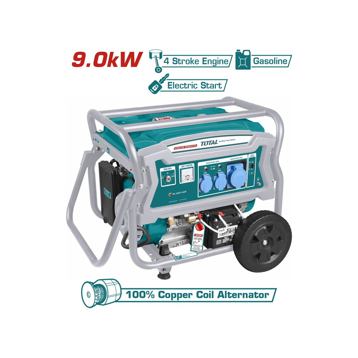 GENERADOR DE LUZ 9000W CON ARRANCADOR ELECTRICO TOTAL TP190006