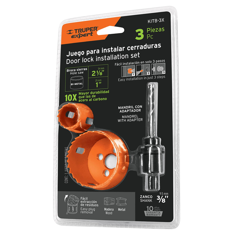 JUEGO PARA INSTALAR CERRADURAS 3PZ TRUPER 100816