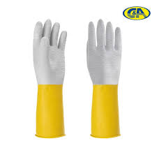 GUANTES DE JEBE GRIS/AMARILLO C18 TALLA M C&A 175008