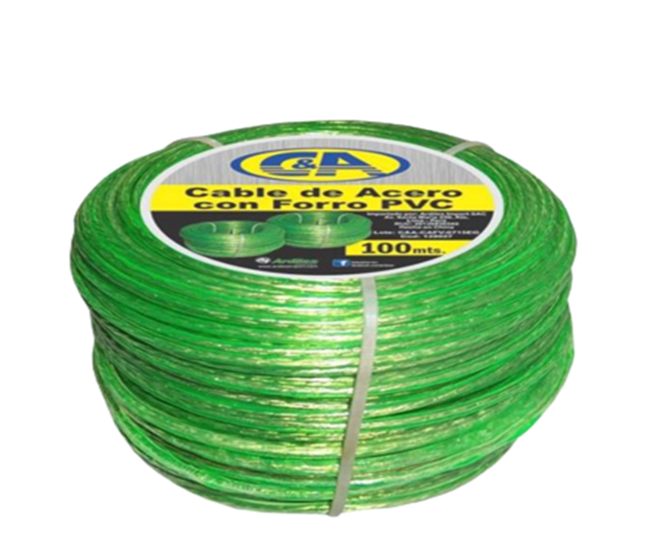 CABLE C/FORRO VERDE PARA ROPA 100MTS C&A 139241