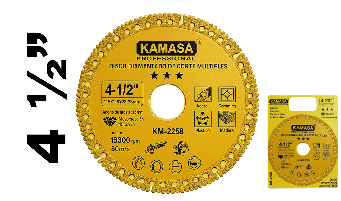 DISCO DIAMANTADO DE CORTE MULTIPLES 4-1/2