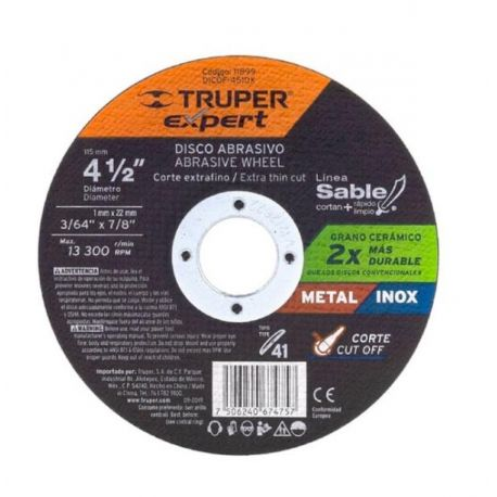 DISCO DE CORTE METAL 4-1/2 TRUPER 11899