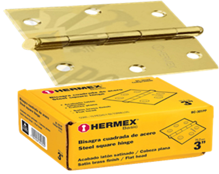 BISAGRA CAPUCHINA 3 DORADA HERMEX (CAJA X 10 PARES) 43237