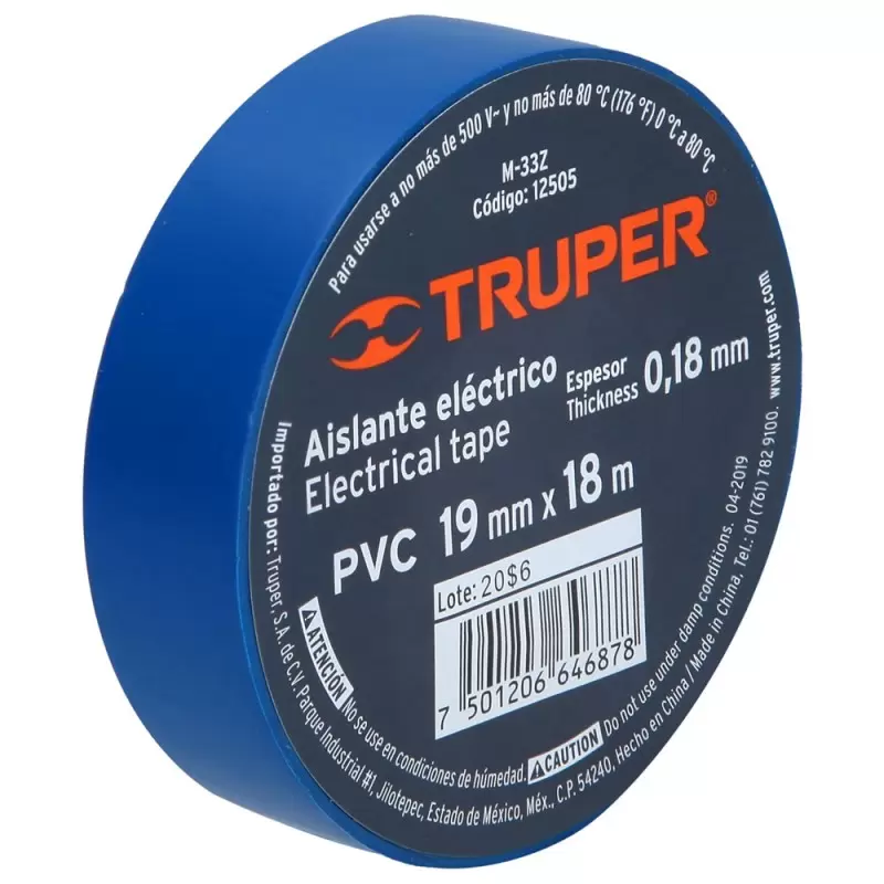 CINTA AISLANTE 18MTS AZUL TRUPER ( 8UND) 12505