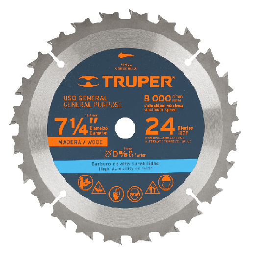 DISCO DE MADERA 7-1/4 24DIENTES TRUPER 18300
