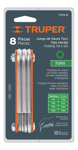 LLAVE ALLEN TORX T/NAVAJA 8PZA TRUPER 15569