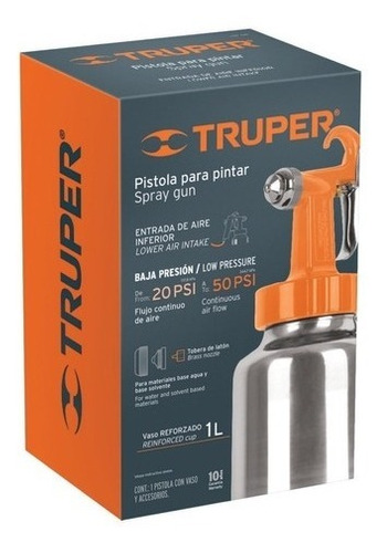 PISTOLA P/PINTAR BAJA PRESION NARANJA ENTRADA INFERIOR 19000