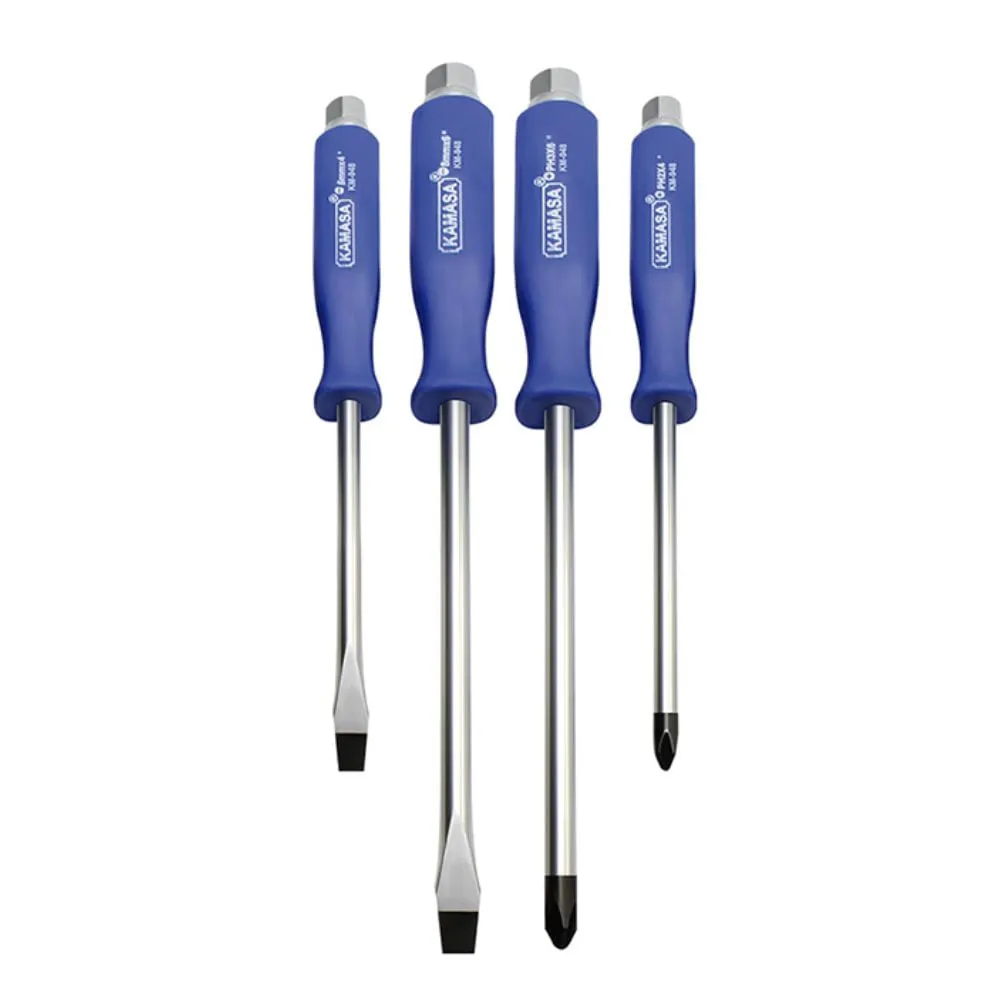 JUEGO DE DESARMADOR DE GOLPE M/AZUL X4 PIEZAS KAMASA KM948